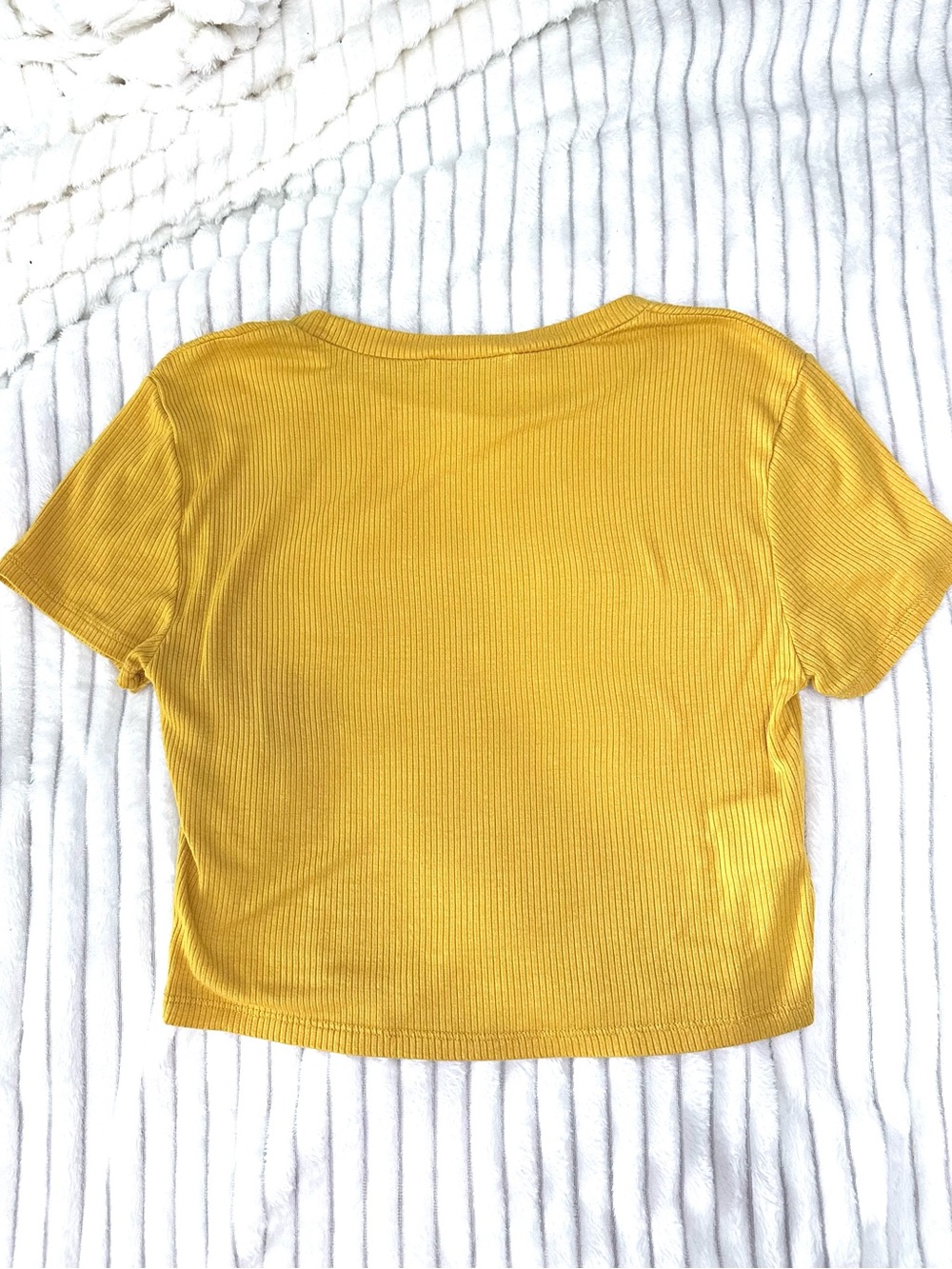 BCBGeneration Ribbed Yellow Crop Top - Picture 2 of 5